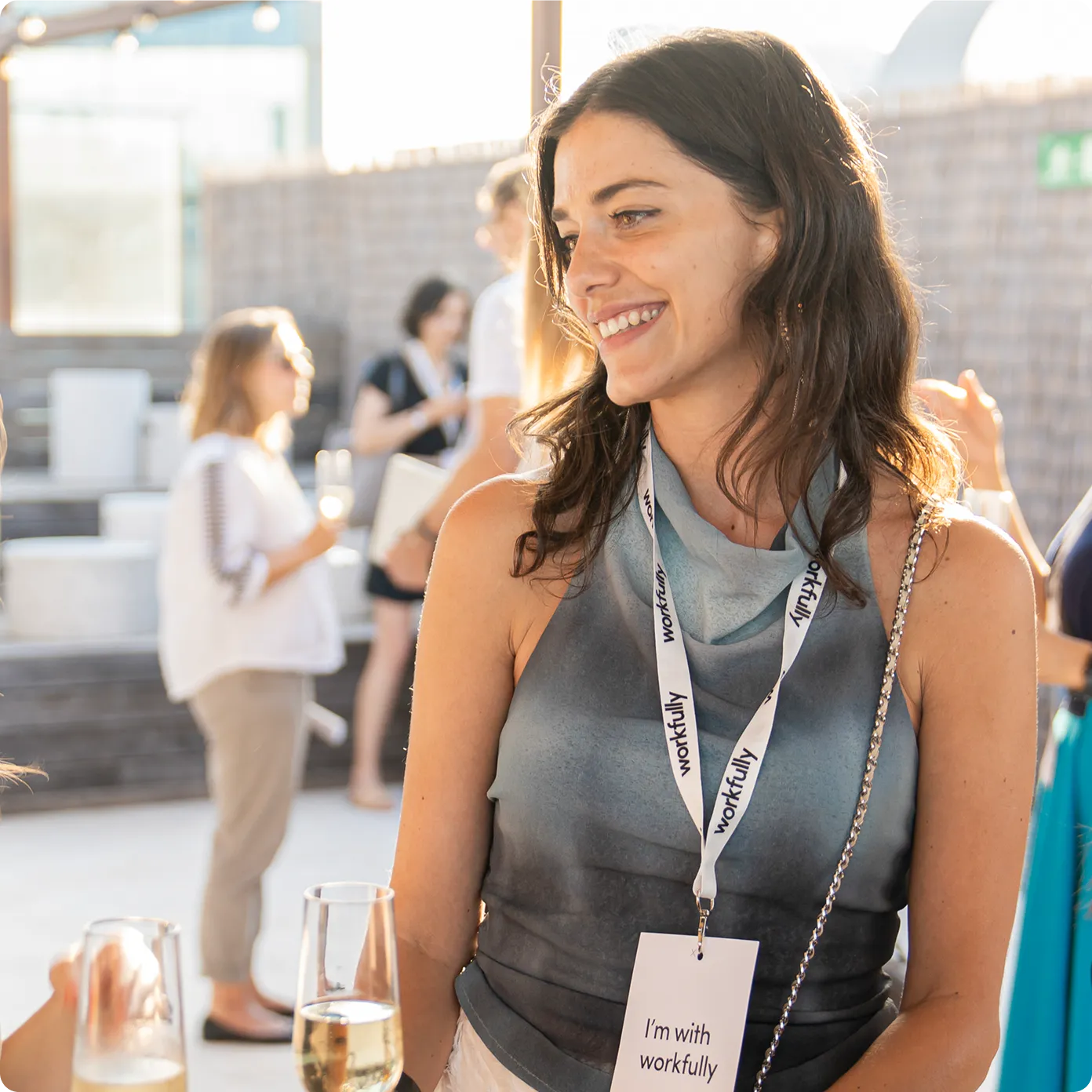 Professionals collaborating in a modern workspace